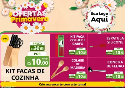 Modelo de Encarte para Encarte A4 Horizontal com o tema Ofertas de Primavera para Utilidades Domésticas