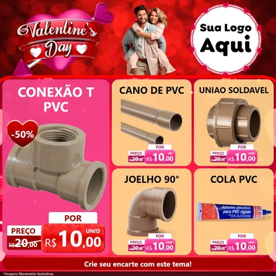 Modelo de Rede Social para Feed Facebook com o tema Valentine's Day para Tubos e conexões
