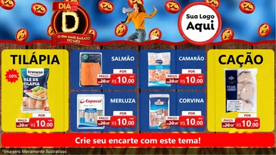 Modelo de TV para TV Horizontal com o tema Dia D - O Dia Mais Barato Do Mês para Peixaria