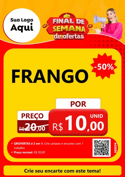 Modelo de Cartaz para Cartaz A4 Vertical com o tema Final de Semana de Ofertas para Assados