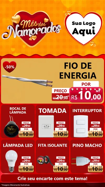 Modelo de Rede Social para Stories com o tema Mês dos Namorados para Materiais Elétricos