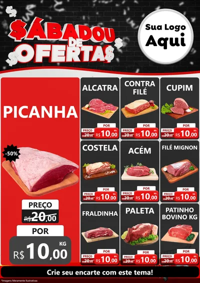 Modelo de Encarte para Encarte A4 Vertical com o tema Sabadou de Ofertas para Açougue