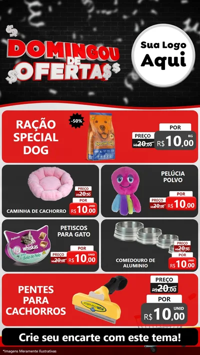 Modelo de TV para TV Vertical com o tema Domingou de Ofertas para Pet Shop