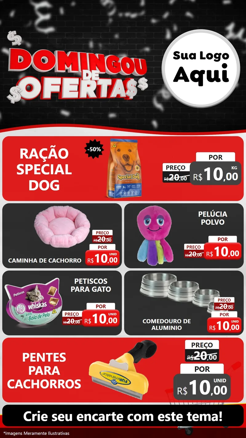 Modelo de TV para TV Vertical com o tema Domingou de Ofertas para Pet Shop