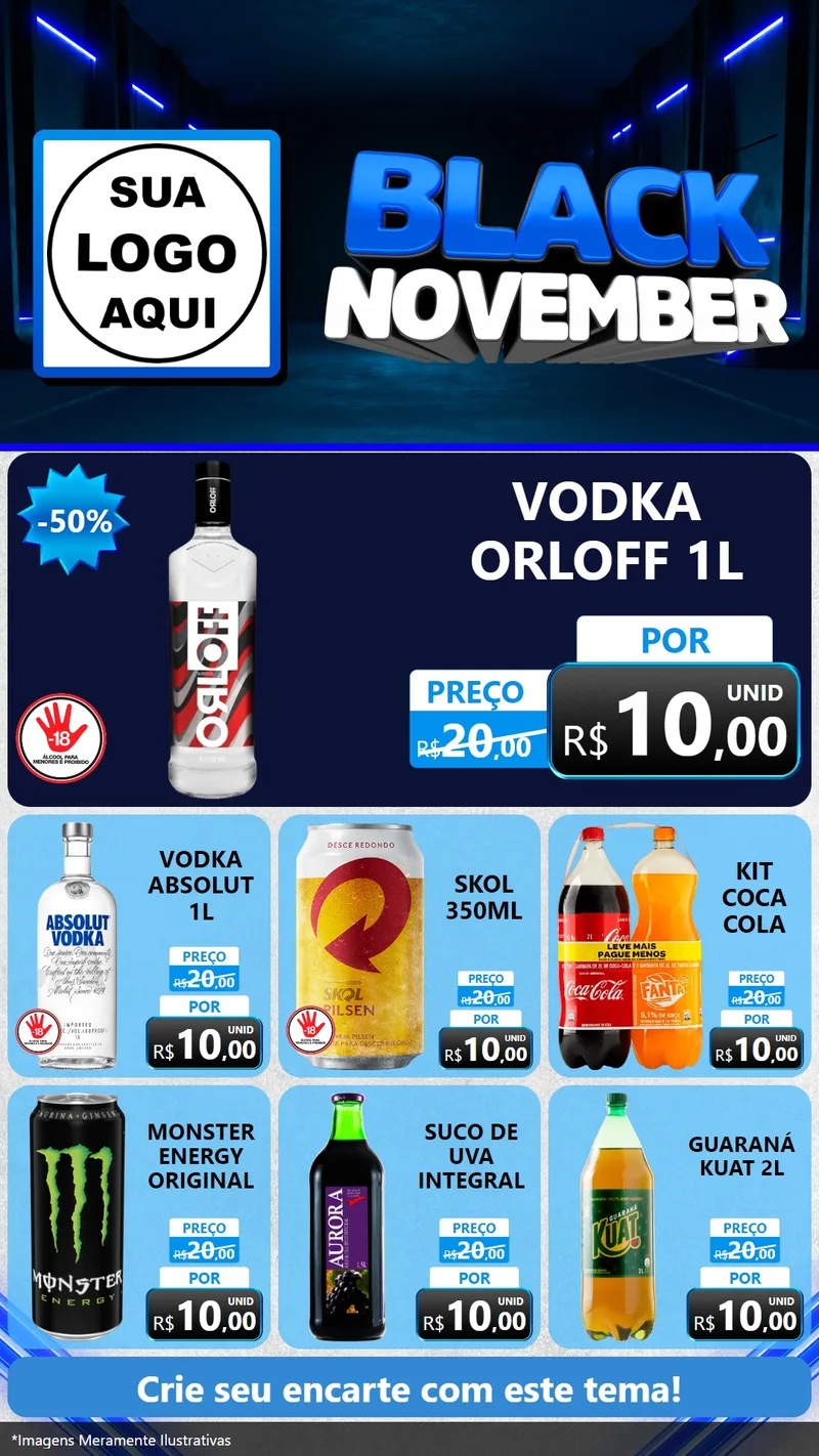 Modelo de Rede Social para Stories com o tema Black November para Distribuidora de bebidas