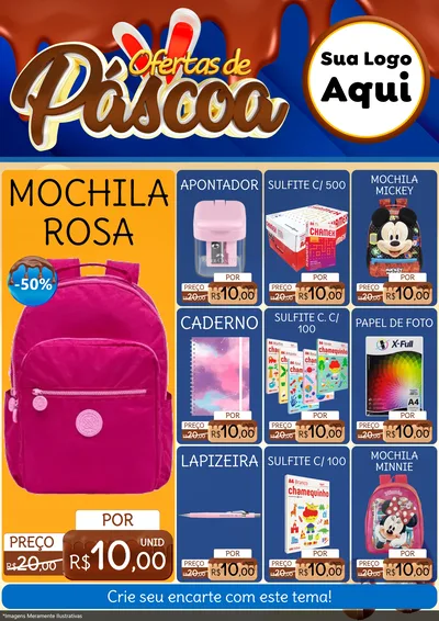 Modelo de Encarte para Encarte A4 Vertical com o tema Ofertas de Páscoa para Papelaria
