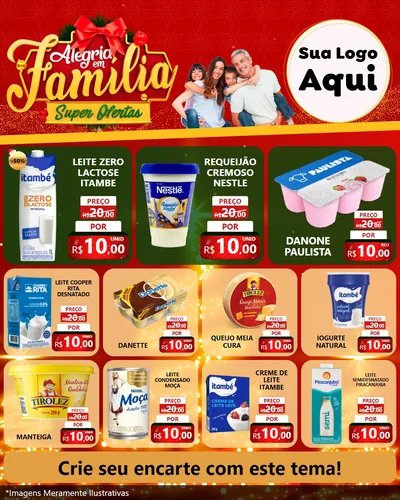 Modelo de Rede Social para Feed Instagram com o tema Alegria em Família Super Ofertas - Natal para Frios e Laticínios
