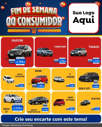 Modelo de Rede Social para Feed Instagram com o tema Fim de Semana do Consumidor para Concessionaria de Carros