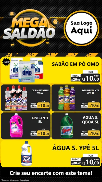 Modelo de TV para TV Vertical com o tema Mega Saldão para Produtos de Limpeza