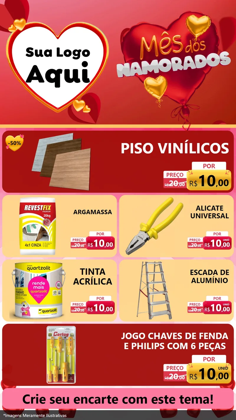 Modelo de TV para TV Vertical com o tema Mês dos Namorados para Material para Construção