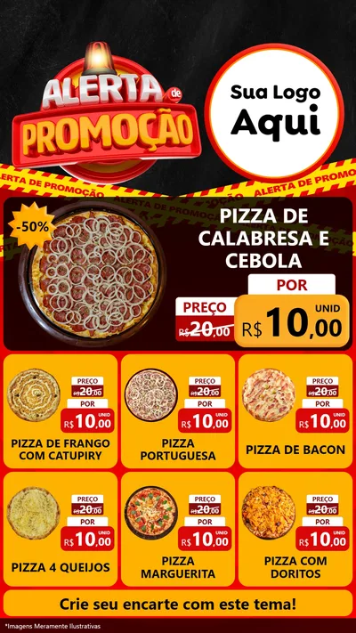 Modelo de Rede Social para Stories com o tema Alerta de Promoção para Pizzaria
