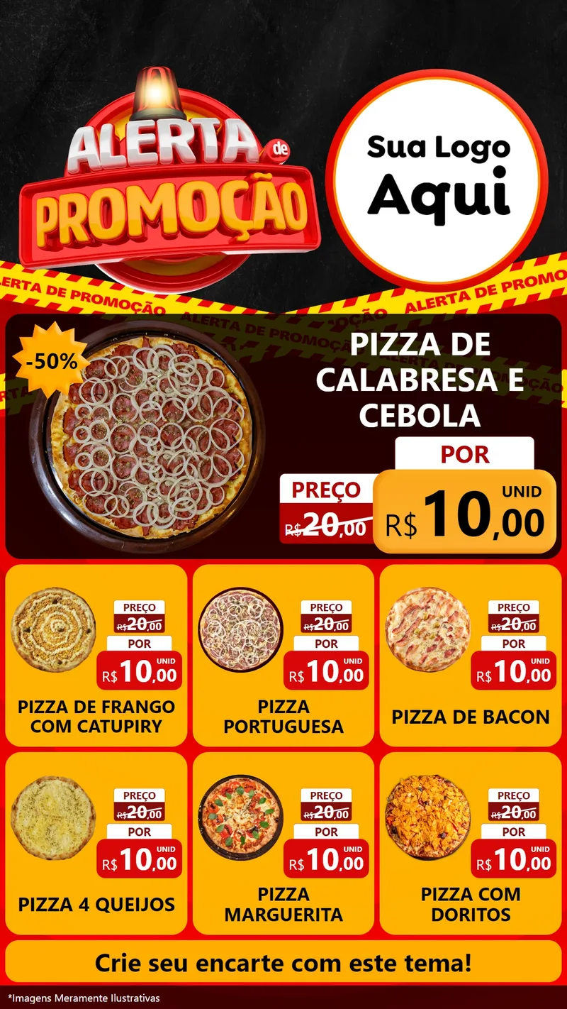 Modelo de Rede Social para Stories com o tema Alerta de Promoção para Pizzaria