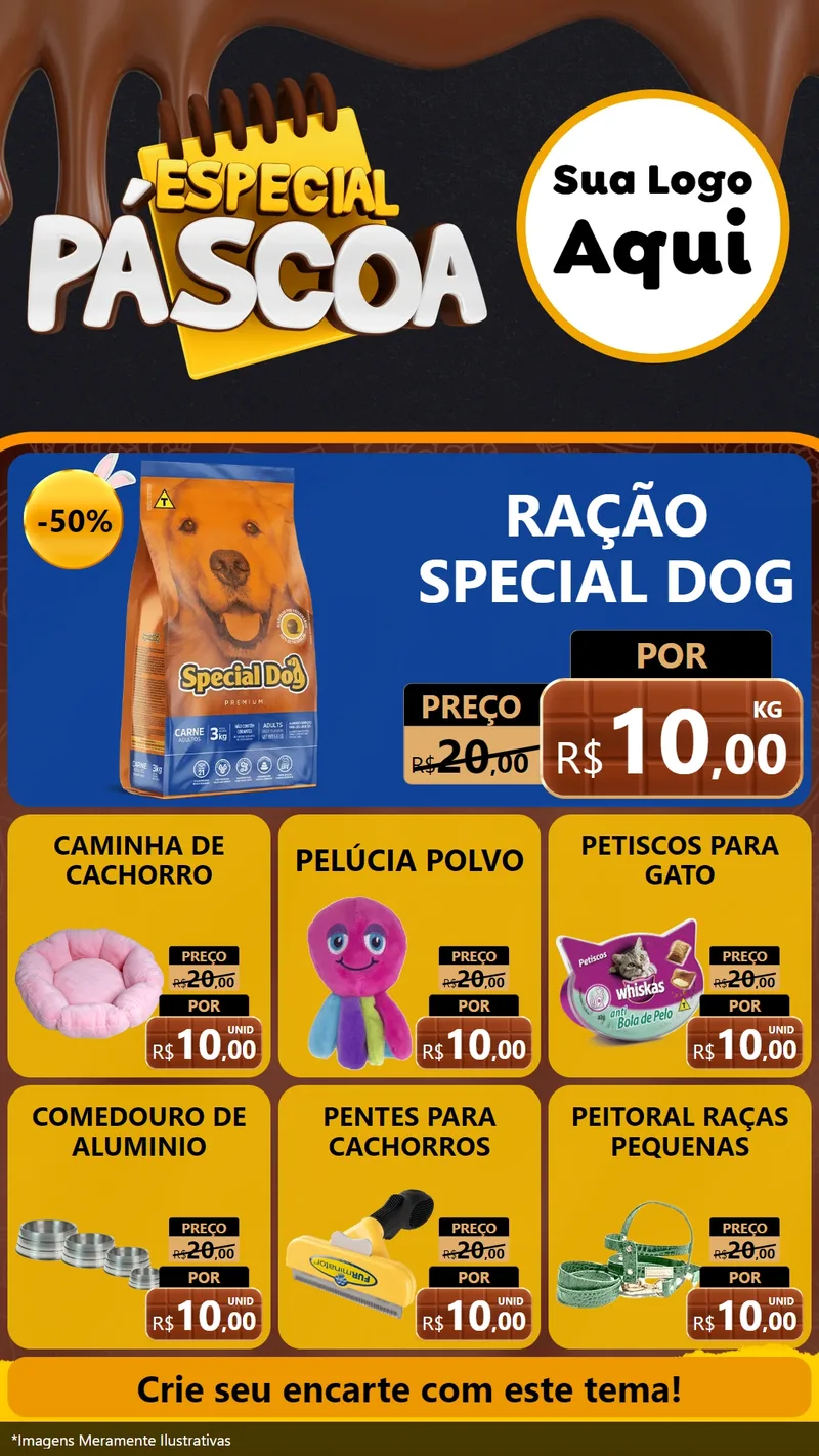 Modelo de Rede Social para Stories com o tema Especial Páscoa para Pet Shop