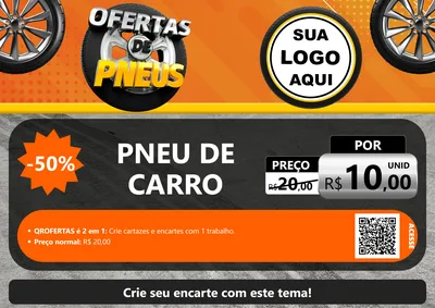 Modelo de Cartaz para Cartaz A4 Horizontal com o tema Ofertas de Pneus para Auto peças