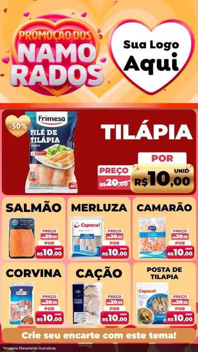 Modelo de Rede Social para Stories com o tema Promoção dos Namorados para Peixaria