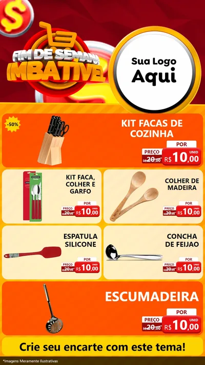 Modelo de TV para TV Vertical com o tema Fim de Semana Imbatível para Utilidades Domésticas
