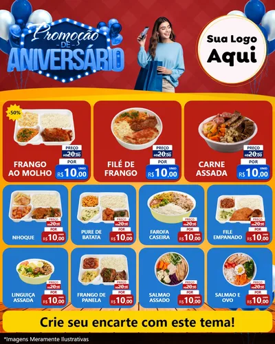 Modelo de Rede Social para Feed Instagram com o tema Promoção de Aniversário para Restaurante