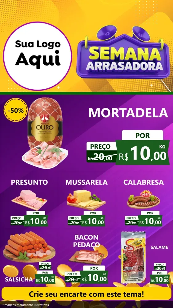 Modelo de Rede Social para Stories com o tema Semana Arrasadora para Frios e Laticínios