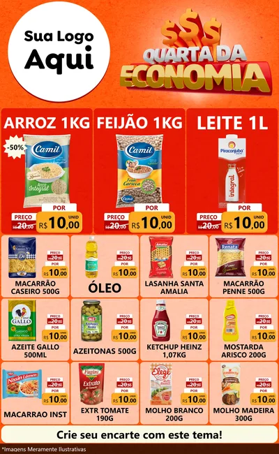 Modelo de Encarte para Encarte Grande com o tema Quarta da Economia para Supermercado