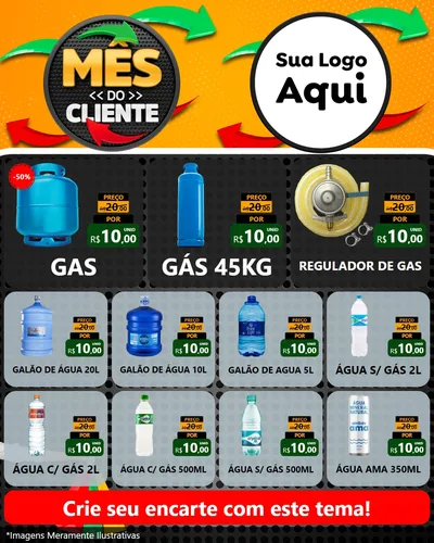 Modelo de Rede Social para Feed Instagram com o tema Mês do Cliente para Água e gás