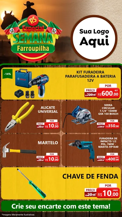 Modelo de TV para TV Vertical com o tema Especial Semana Farroupilha para Maquinas e Ferramentas