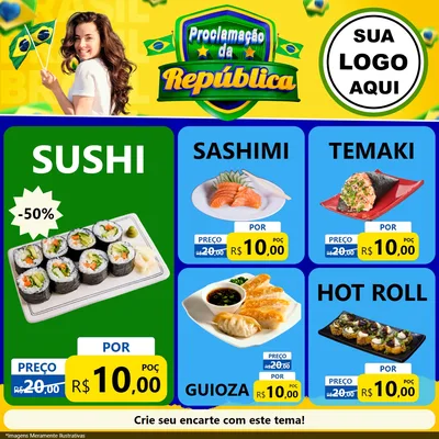 Modelo de Rede Social para Feed Facebook com o tema Proclamação da República para Comida japonesa