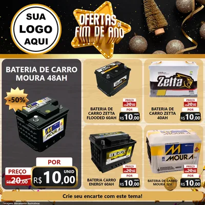 Modelo de Rede Social para Feed Facebook com o tema Ofertas de Fim de Ano para Baterias Elétricas