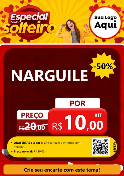 Modelo de Cartaz para Cartaz A4 Vertical com o tema Especial Dia do Solteiro para Tabacaria