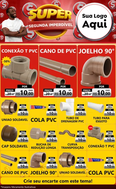 Modelo de Encarte para Encarte Grande com o tema Super Segunda Imperdível para Tubos e conexões
