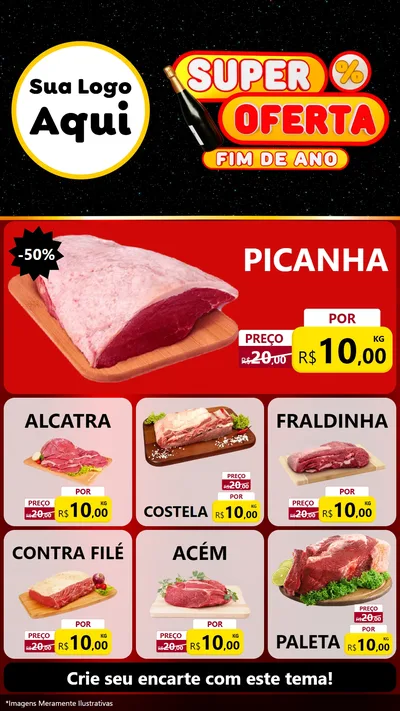Modelo de Rede Social para Stories com o tema Super Oferta Fim de Ano para Açougue