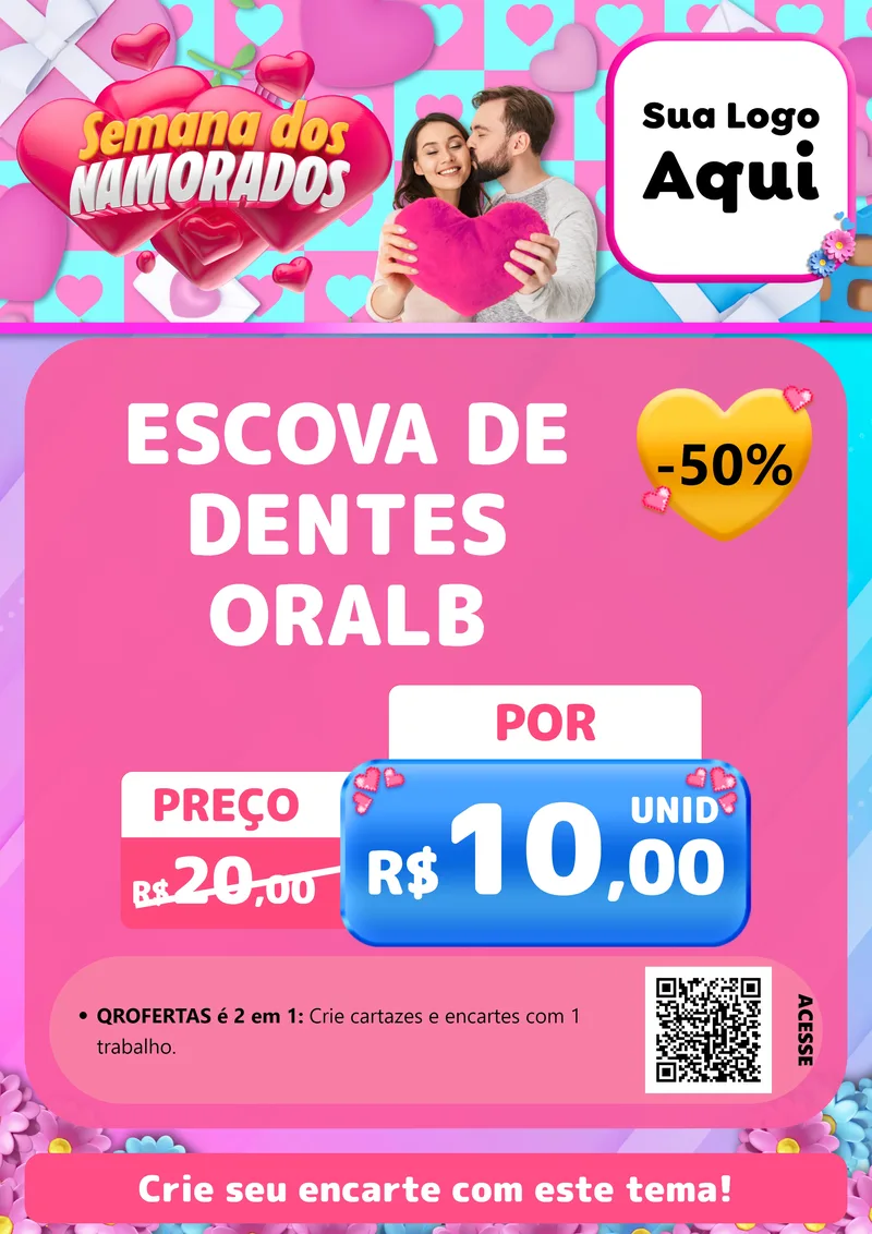 Modelo de Cartaz para Cartaz A4 Vertical com o tema Semana dos Namorados para Higiene Pessoal