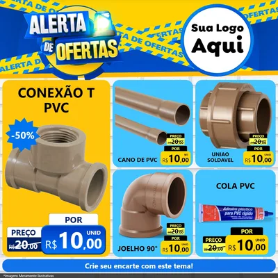 Modelo de Rede Social para Feed Facebook com o tema Alerta de Ofertas para Tubos e conexões