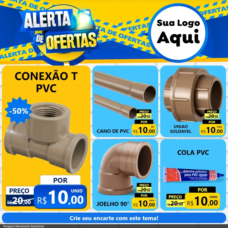 Modelo de Rede Social para Feed Facebook com o tema Alerta de Ofertas para Tubos e conexões