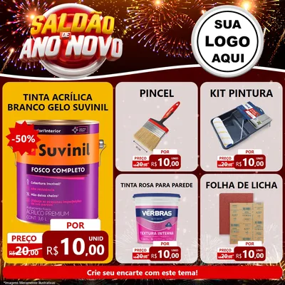 Modelo de Rede Social para Feed Facebook com o tema Saldão de Ano Novo para Tintas e Ferramentas