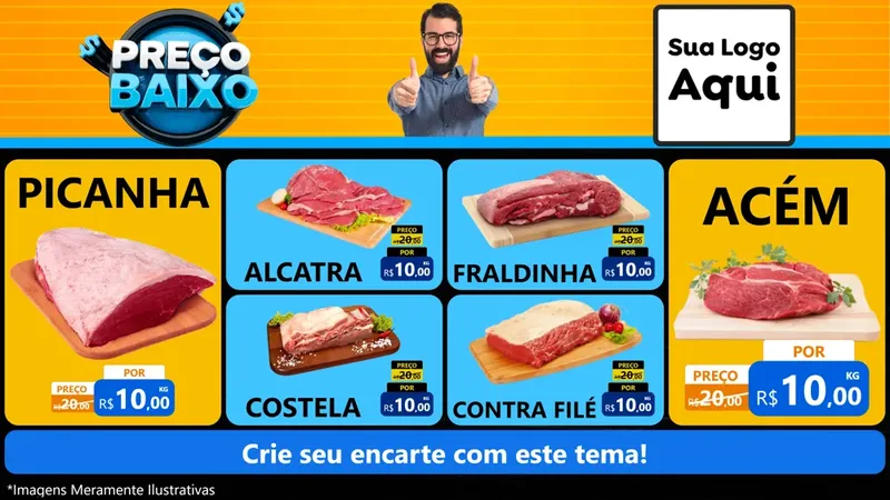 Modelo de TV para TV Horizontal com o tema Preço Baixo para Açougue