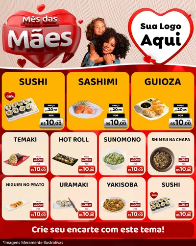Modelo de Rede Social para Feed Instagram com o tema Mês das Mães para Comida japonesa