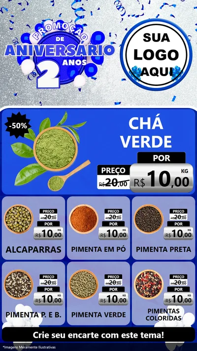 Modelo de Rede Social para Stories com o tema Promoção de Aniversário - 2 Anos para Produtos Naturais