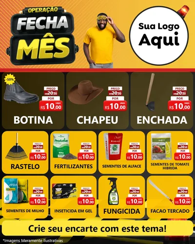 Modelo de Rede Social para Feed Instagram com o tema Operação Fecha Mês para Agropecuária