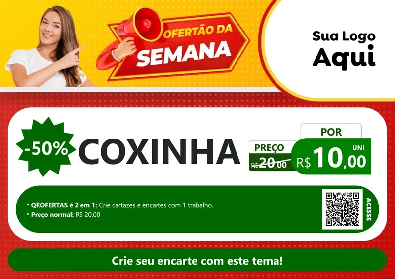 Modelo de Cartaz para Cartaz A4 Horizontal com o tema Ofertão da Semana para Salgadaria