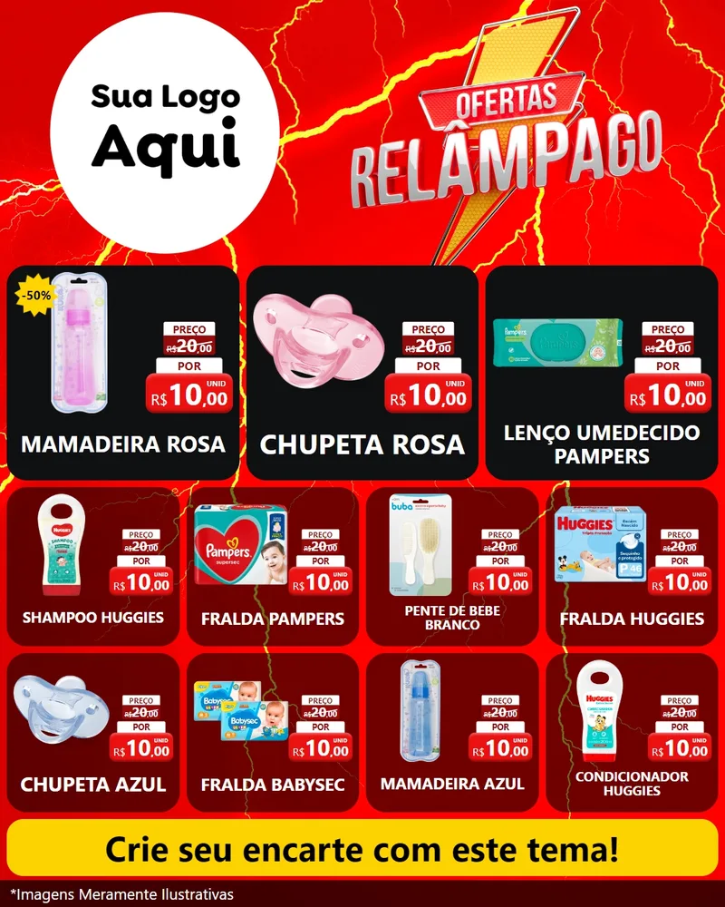 Modelo de Rede Social para Feed Instagram com o tema Ofertas Relâmpago para Bebês