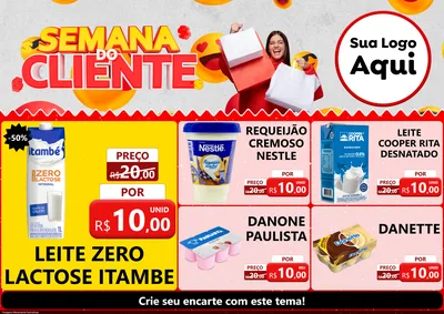 Modelo de Encarte para Encarte A4 Horizontal com o tema Semana do Cliente para Frios e Laticínios
