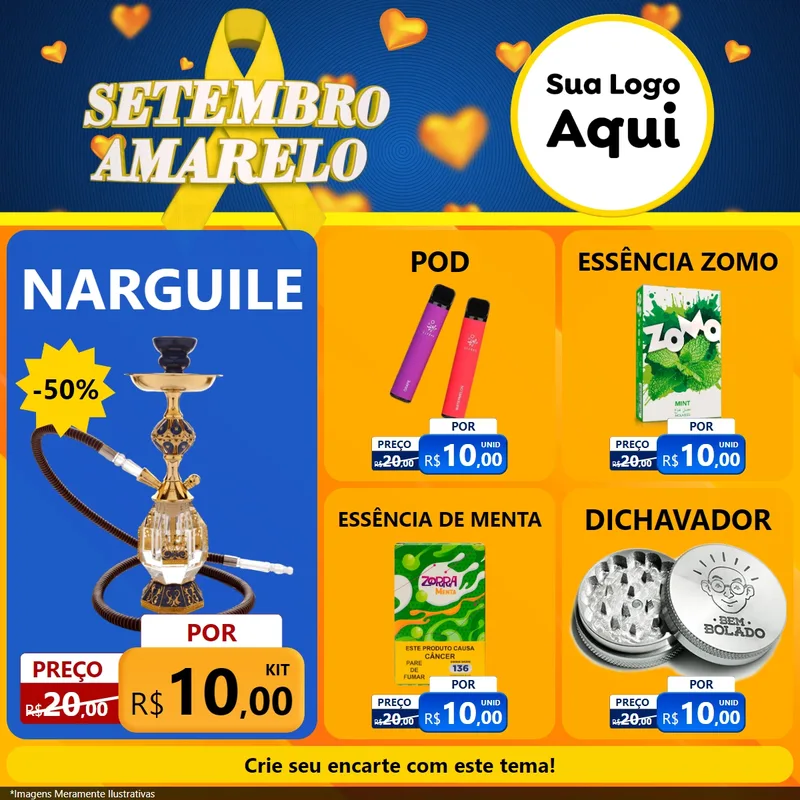 Modelo de Rede Social para Feed Facebook com o tema Setembro Amarelo para Tabacaria