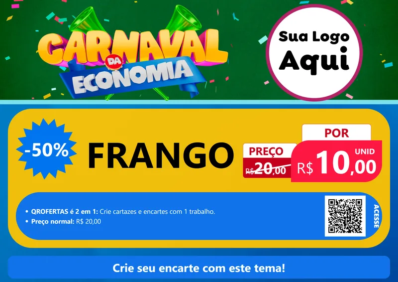 Modelo de Cartaz para Cartaz A4 Horizontal com o tema Carnaval da Economia para Assados