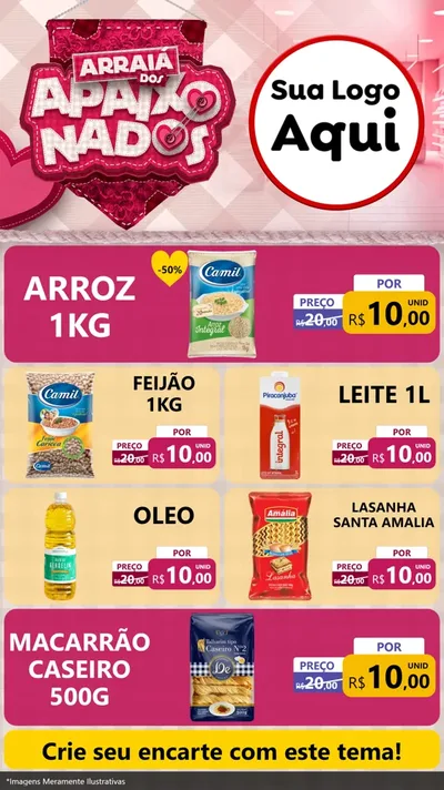 Modelo de TV para TV Vertical com o tema Arraiá dos Apaixonados - Junina para Supermercado