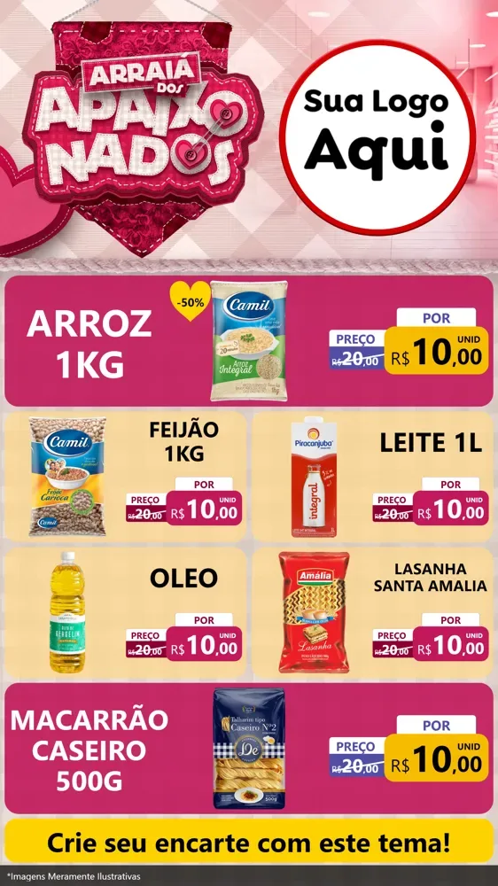 Modelo de TV para TV Vertical com o tema Arraiá dos Apaixonados - Junina para Supermercado