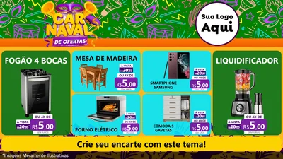 Modelo de TV para TV Horizontal com o tema Carnaval de Ofertas para Móveis e Eletro