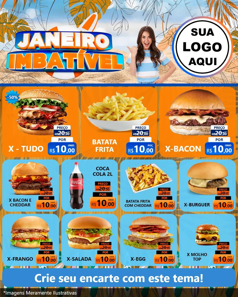 Modelo de Rede Social para Feed Instagram com o tema Janeiro Imbatível para Hamburgueria