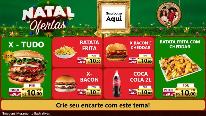 Modelo de TV para TV Horizontal com o tema Natal de Ofertas para Hamburgueria