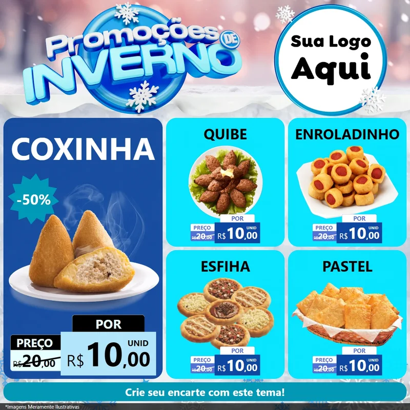 Modelo de Rede Social para Feed Facebook com o tema Promoções de Inverno para Salgadaria