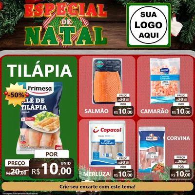 Modelo de Rede Social para Feed Facebook com o tema Especial de Natal para Peixaria